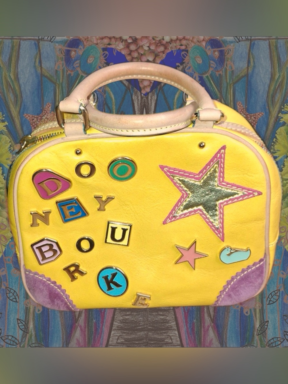 RARE YELLOW #7 Lindsay Lohan Dooney & Bourke Bowler Bag